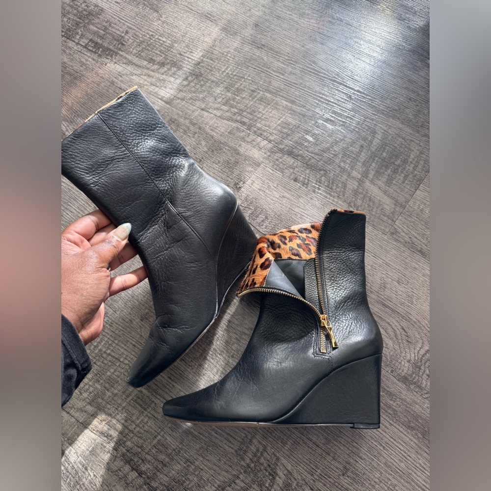 funky black leather booties